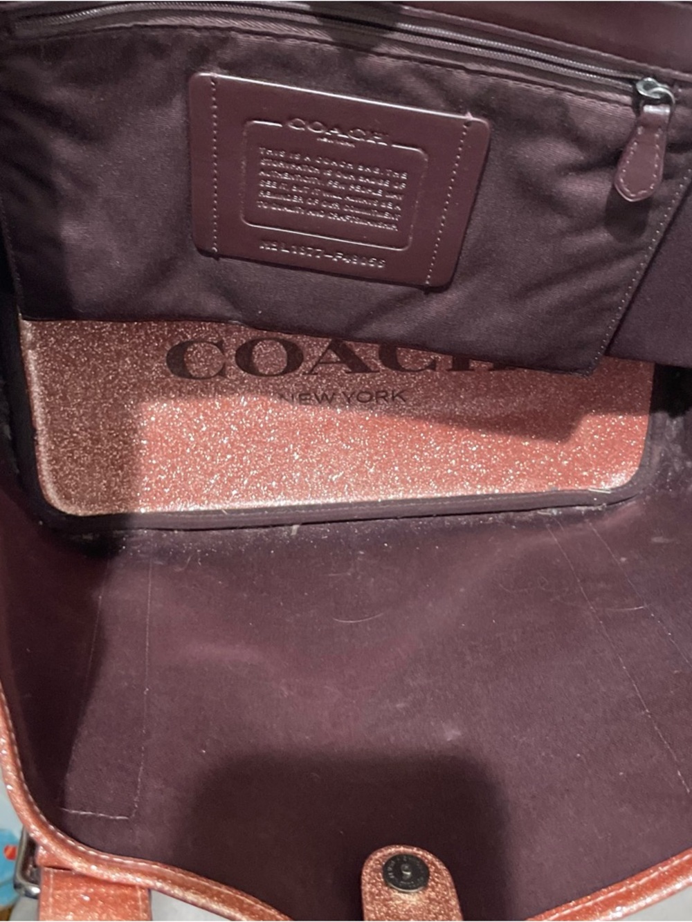 Coach Ferry Tote Rose Gold Glitter Patent Leather Pink Women Size One Size - Picture 9 of 9